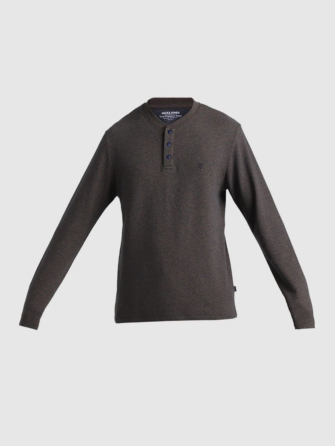 Brown Printed Henley T-shirt - Image 7