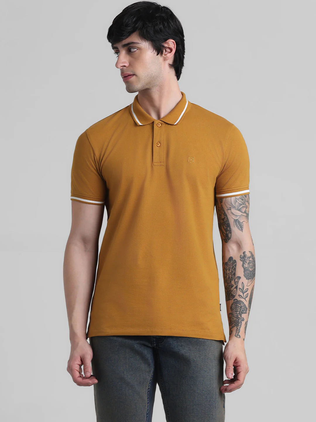 Brown Contrast Tipping Polo - Image 2