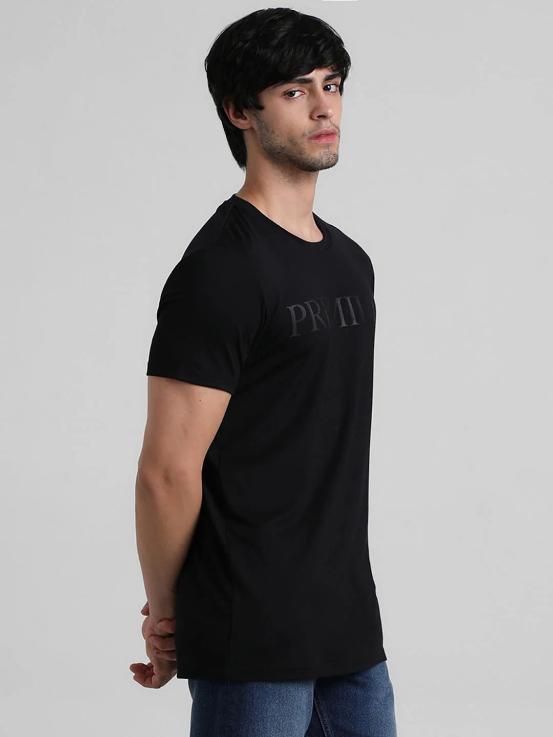 Black Chest Print Oversized T-shirt - Image 3