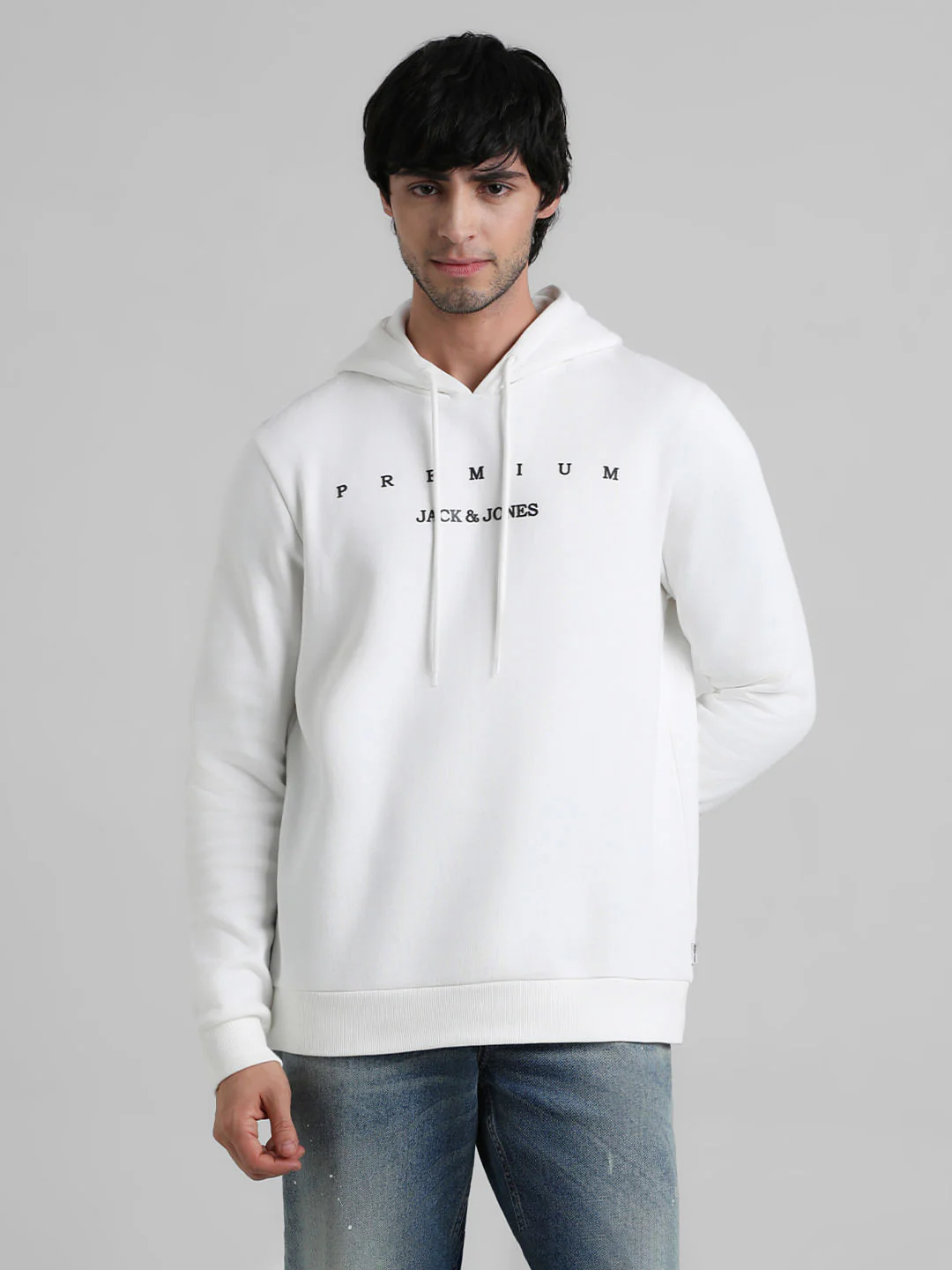 White Logo Print Hooded Sweatshirt - Image 2