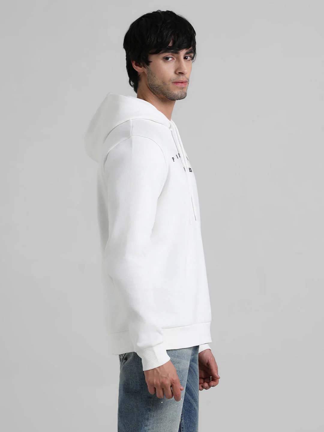 White Logo Print Hooded Sweatshirt - Image 3