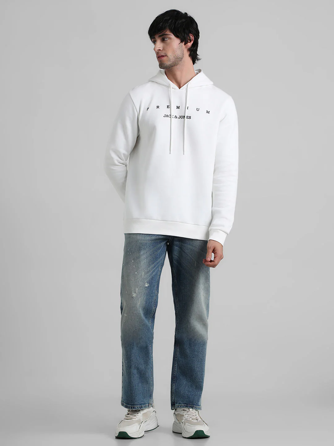 White Logo Print Hooded Sweatshirt - Image 6