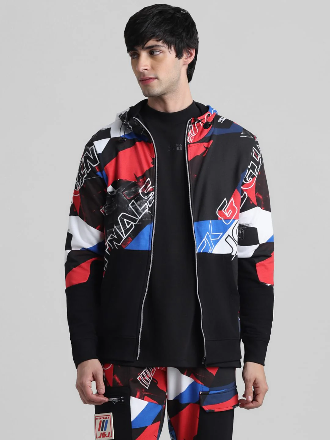 URBAN RACERS by Jack & Jones Black Printed Co-ord Sweatshirt - Image 2