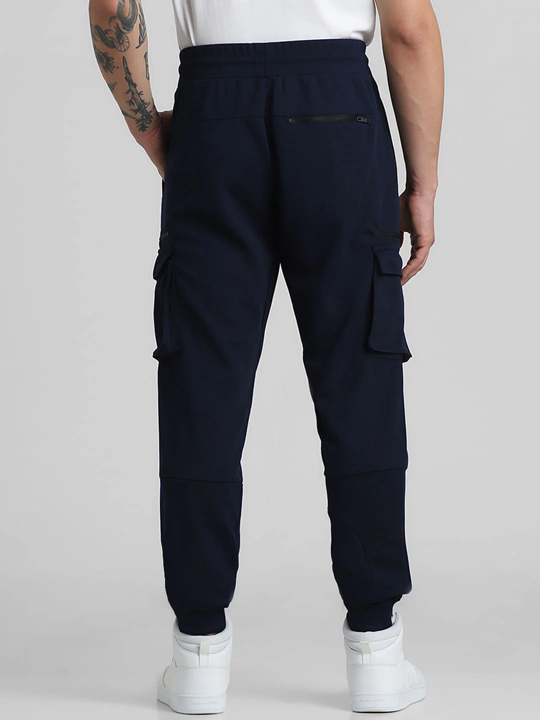 Blue Mid Rise Patch Pocket Sweatpants - Image 3