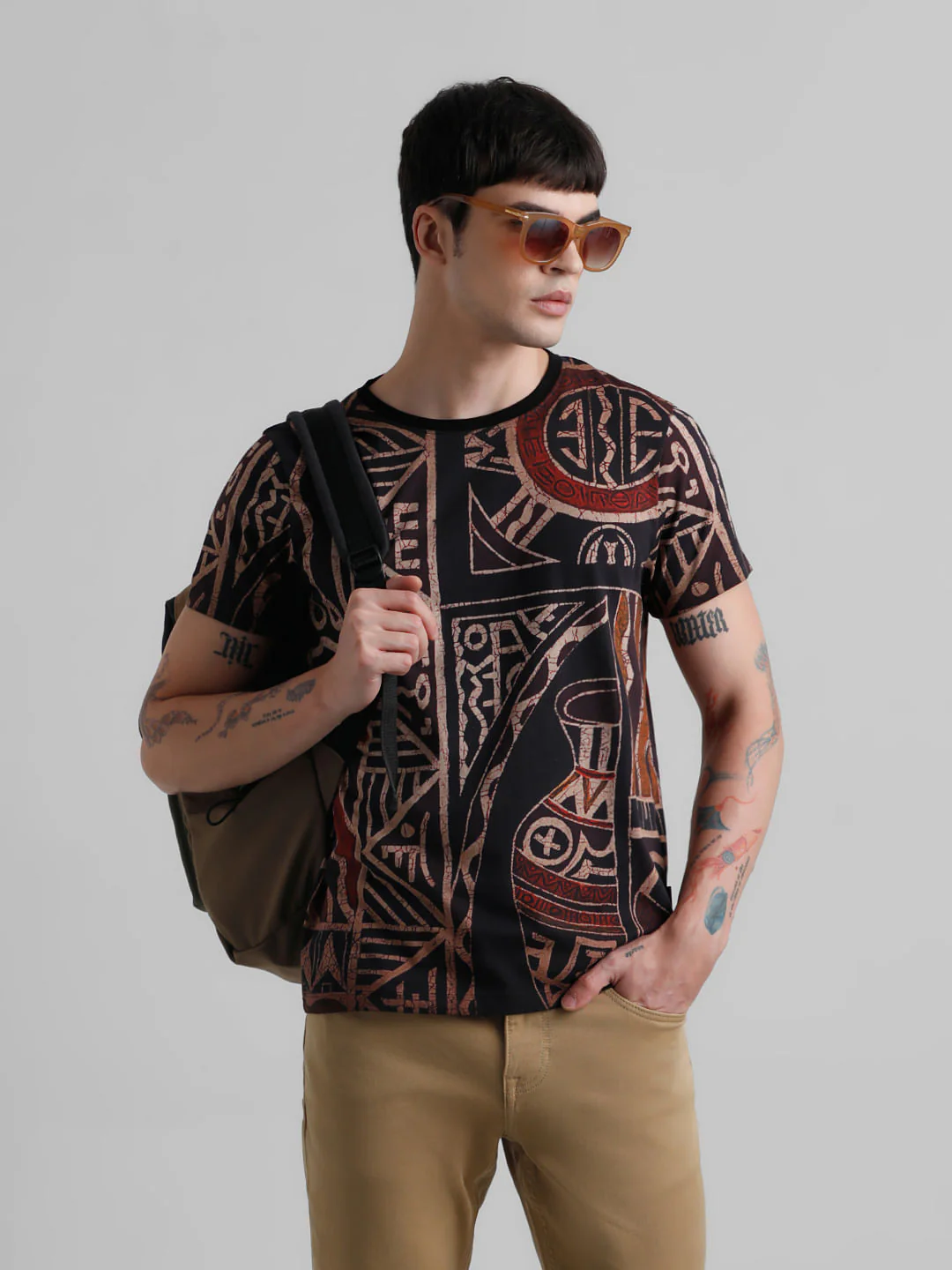 Black Abstract Print T-shirt