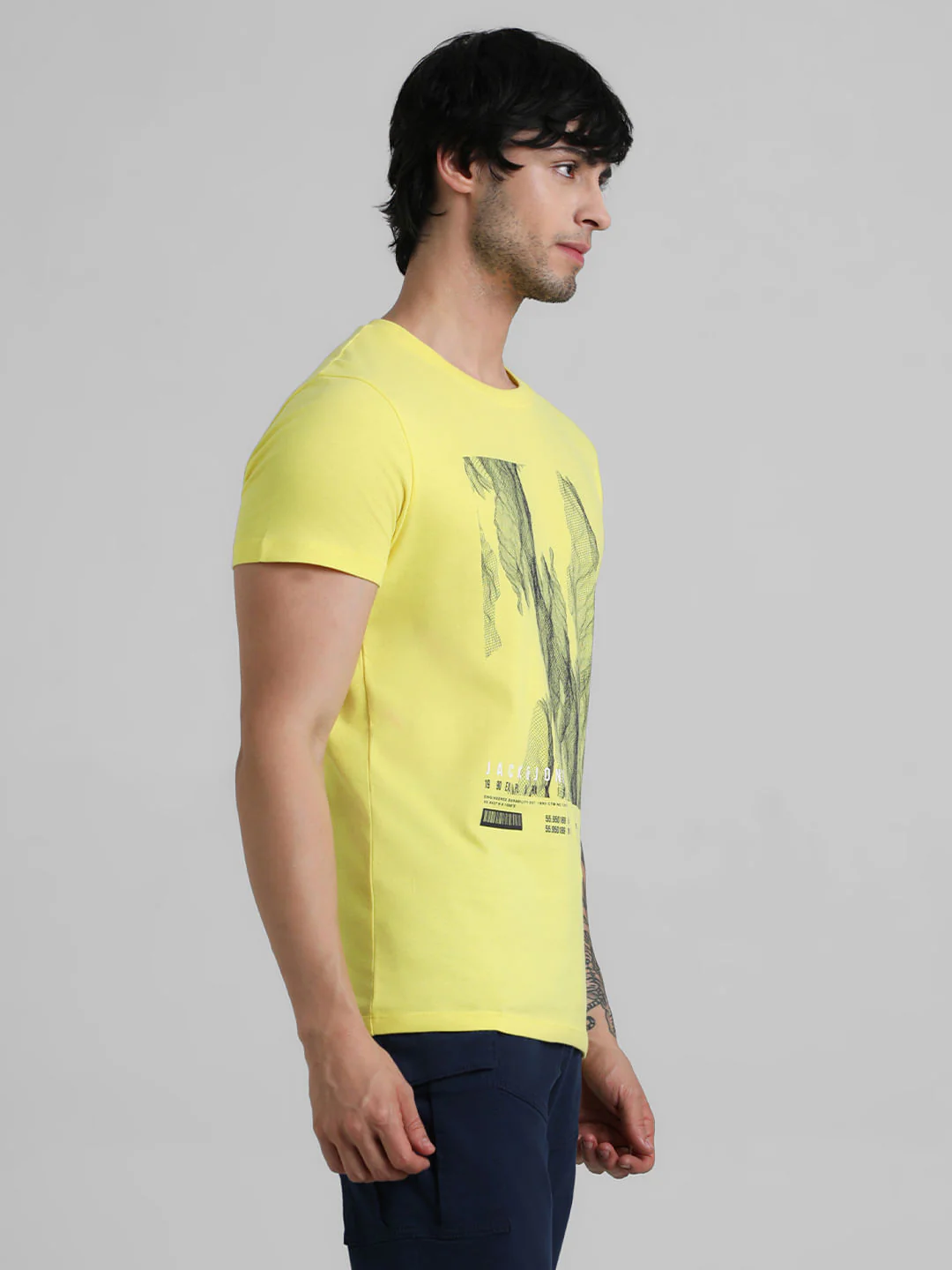Yellow Graphic Print Crew Neck T-shirt - Image 3