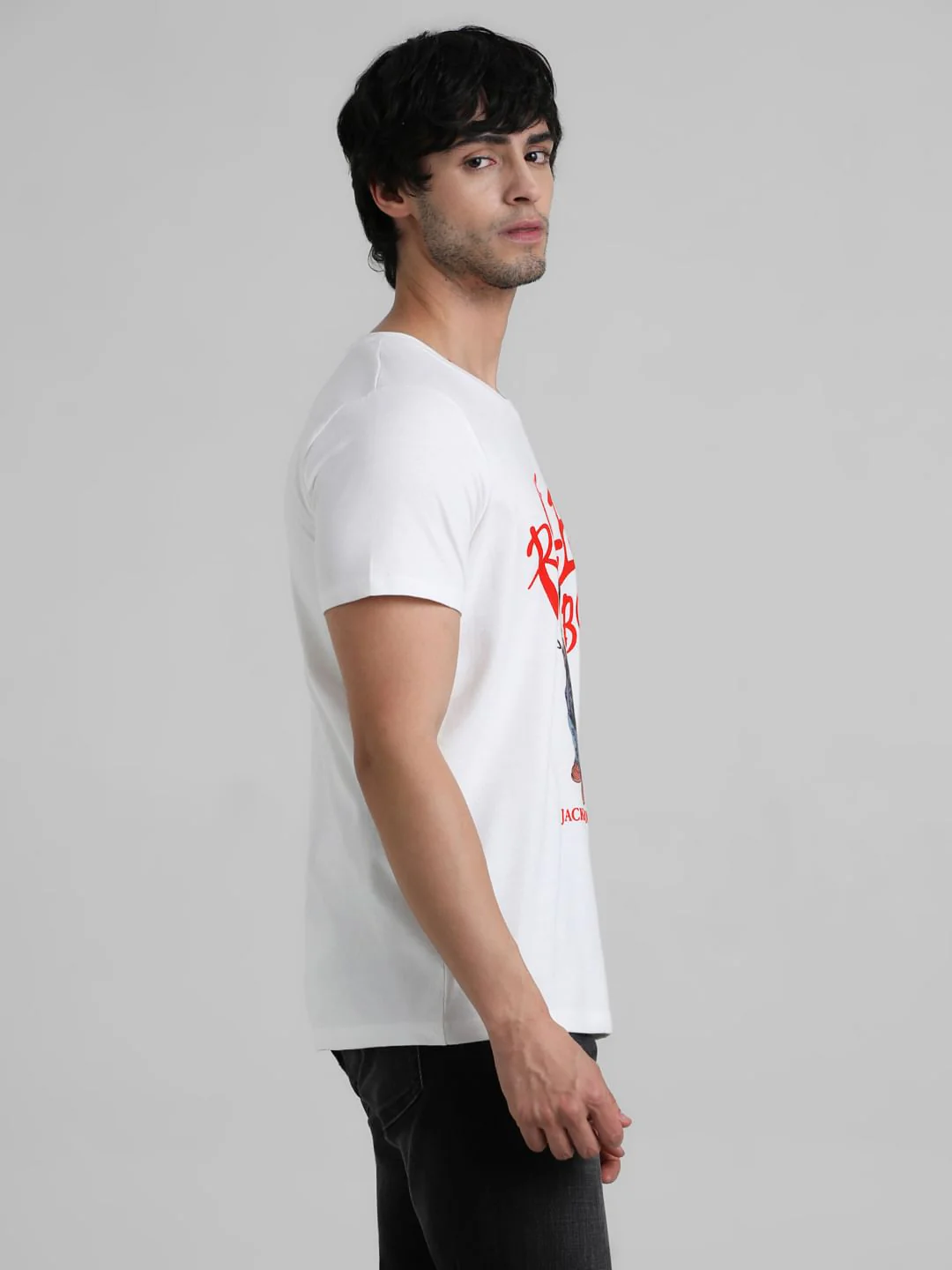 URBAN RACERS by JACK&JONES White Doggo Print Crew Neck T-shirt - Image 3