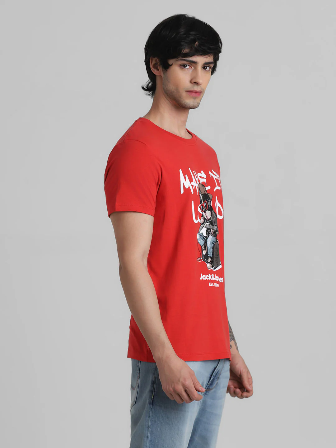 URBAN RACERS by JACK&JONES RED GRAPHIC PRINT CREW NECK T-SHIRT - Image 3