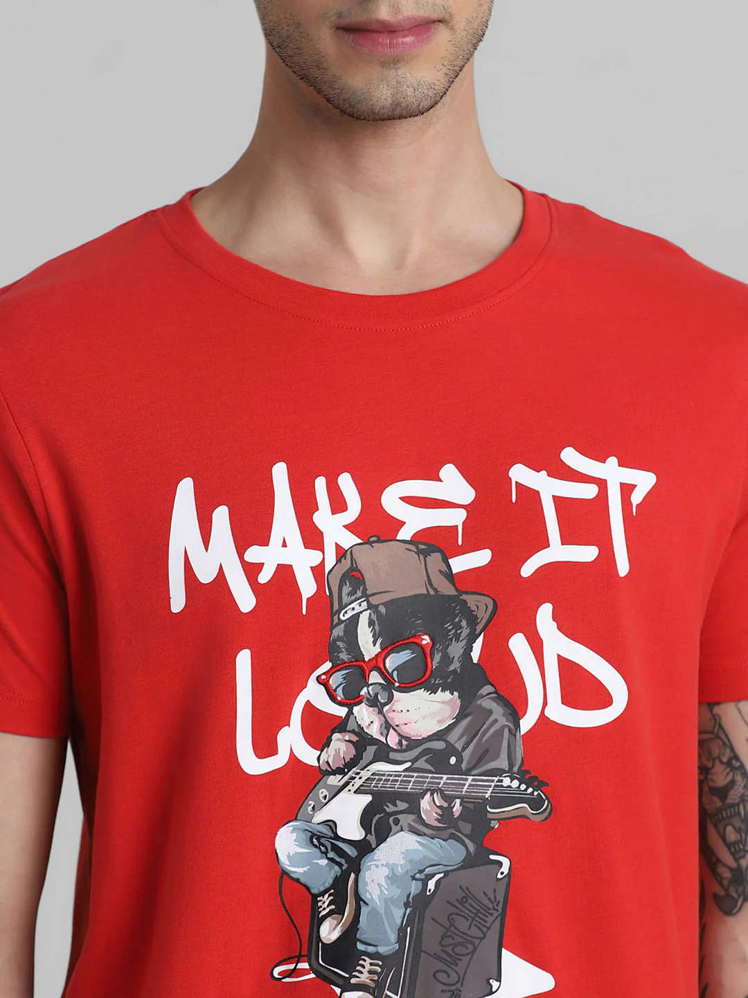 URBAN RACERS by JACK&JONES RED GRAPHIC PRINT CREW NECK T-SHIRT - Image 5
