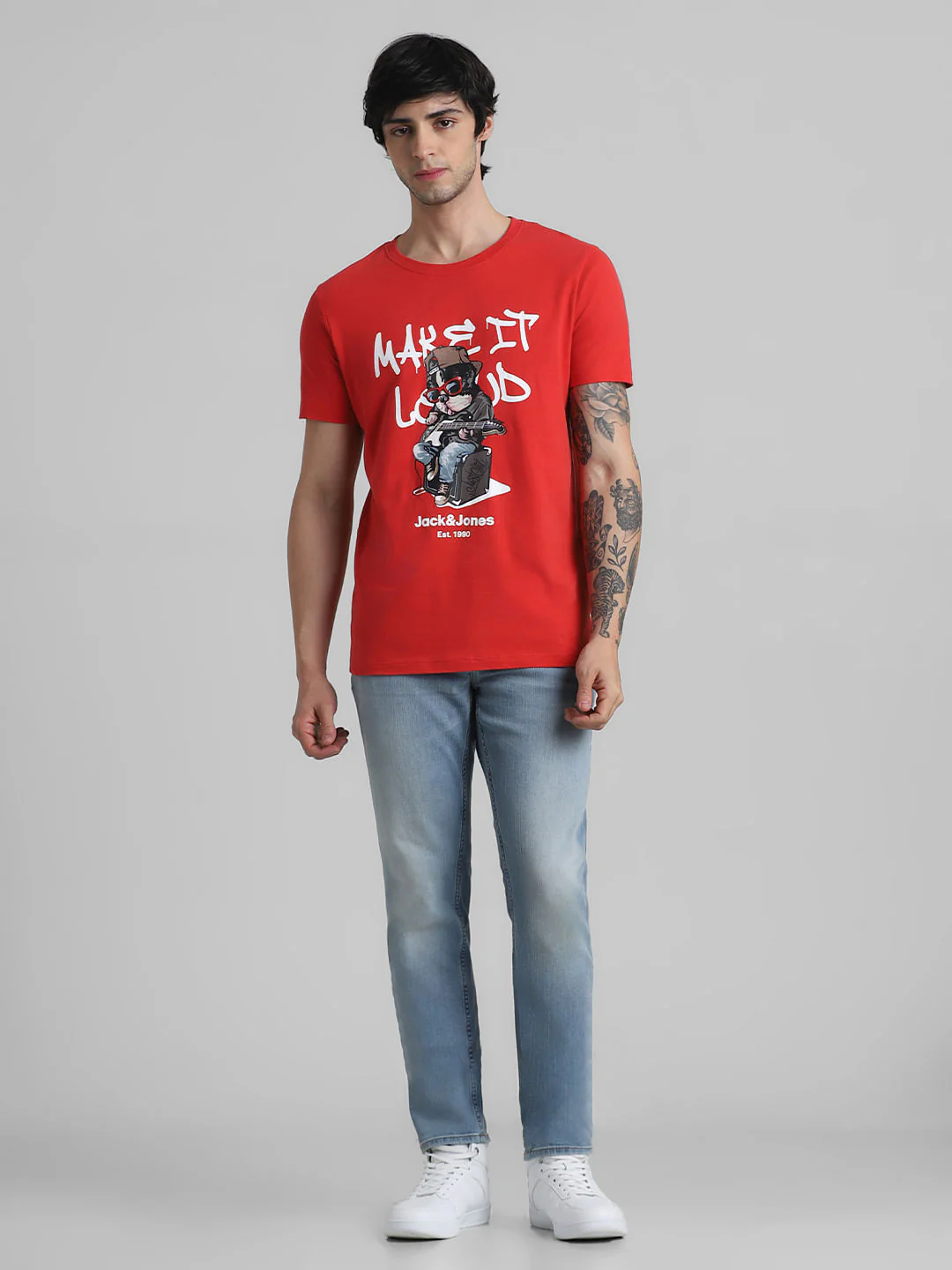 URBAN RACERS by JACK&JONES RED GRAPHIC PRINT CREW NECK T-SHIRT - Image 6