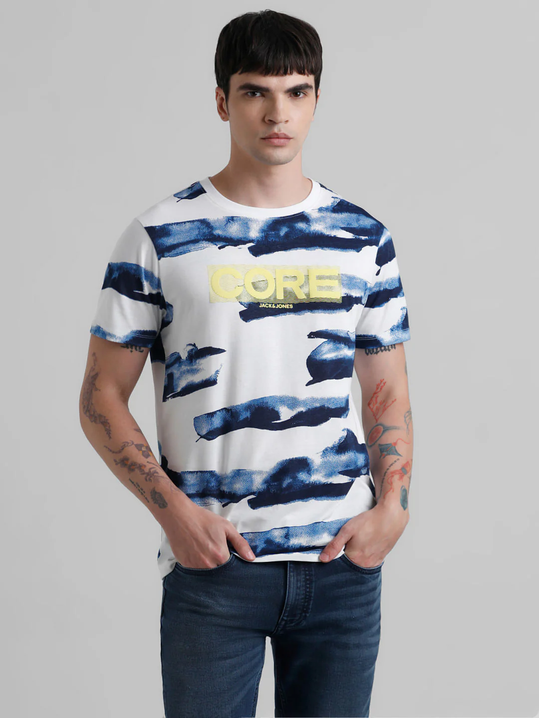 White Abstract Print T-shirt