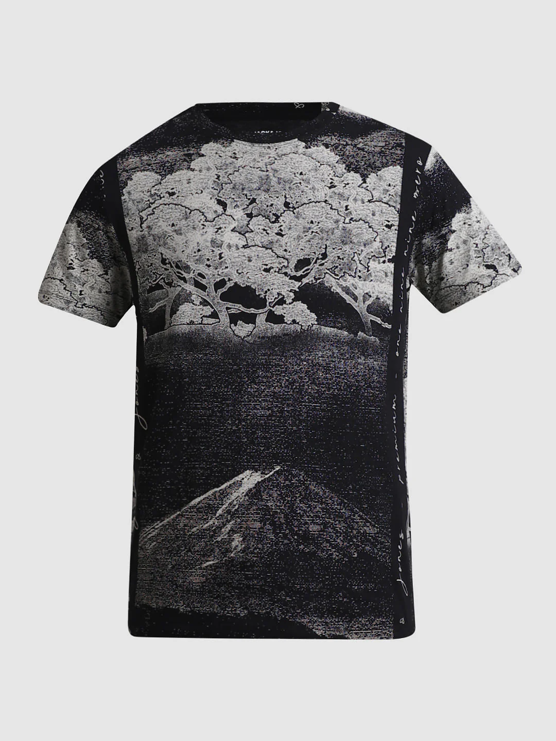 Black Abstract Print Crew Neck T-shirt - Image 7