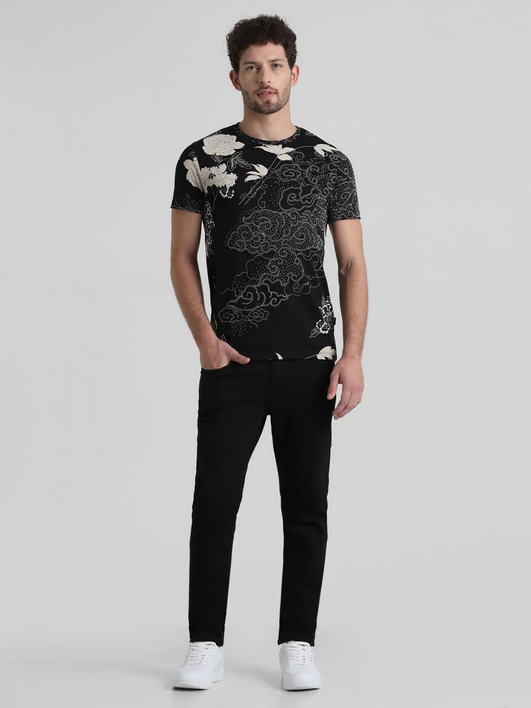 Black Floral Print T-shirt - Image 6