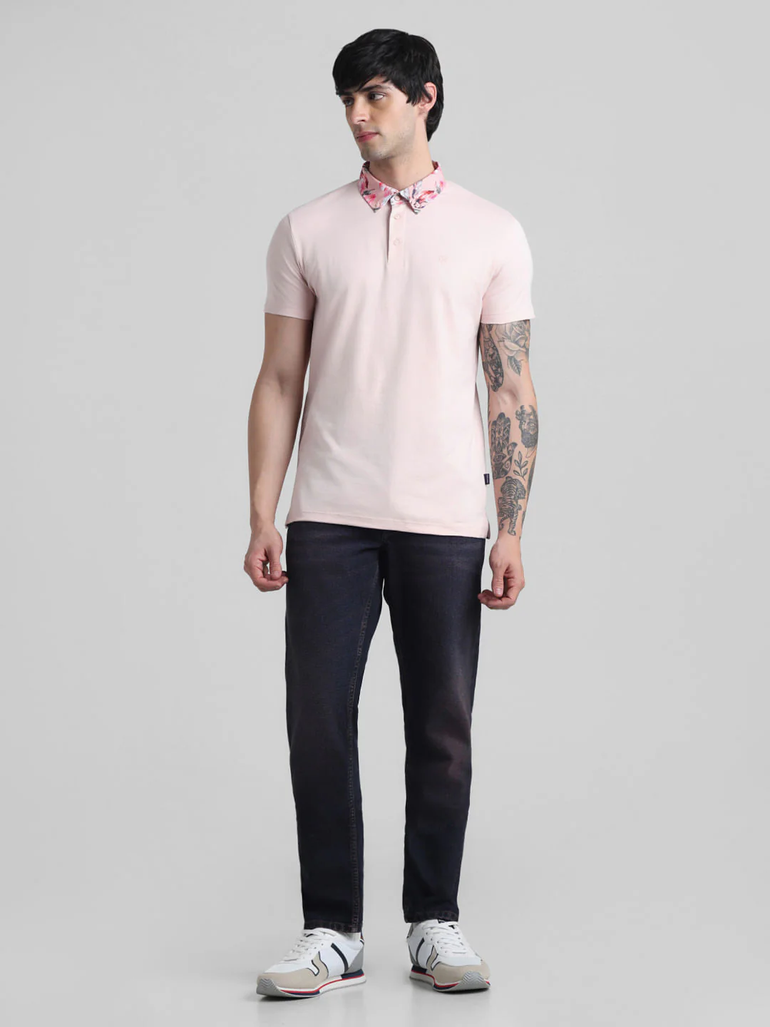Pink Floral Collared Polo T-shirt - Image 6