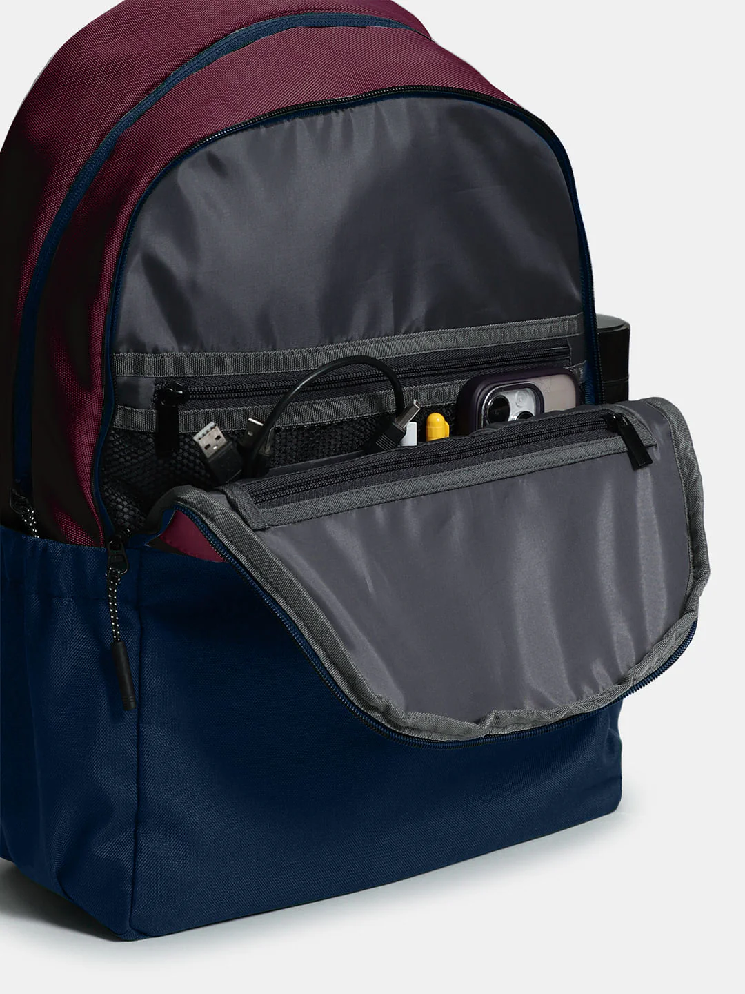 Navy Blue Colourblocked Backpack - Image 8