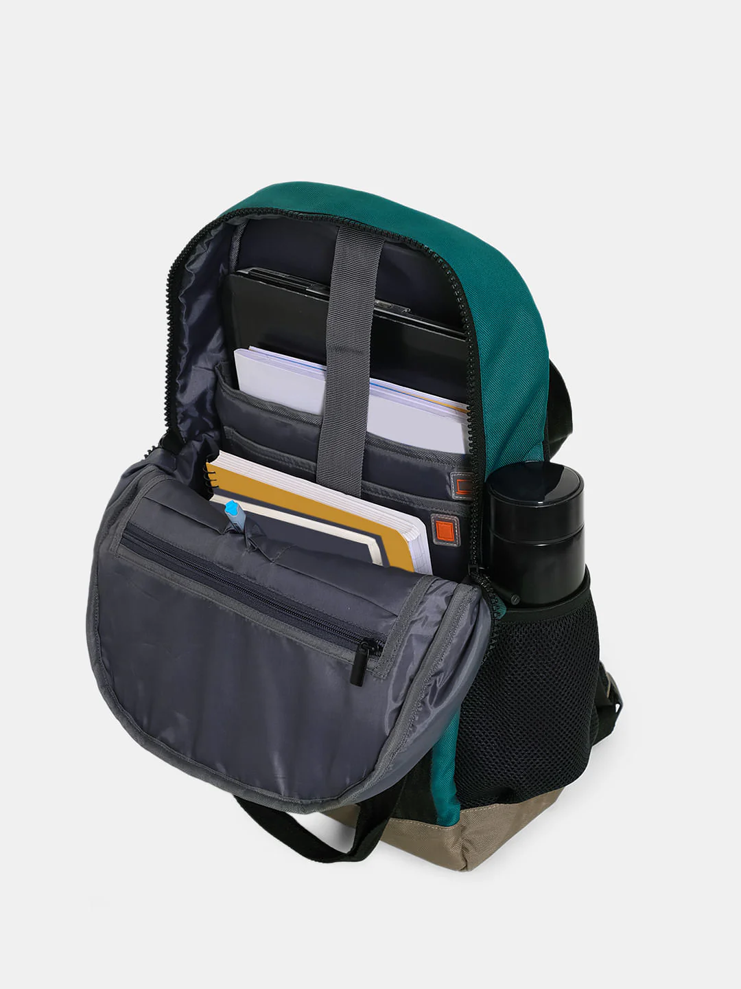 Green Colourblocked Everyday Backpack - Image 6
