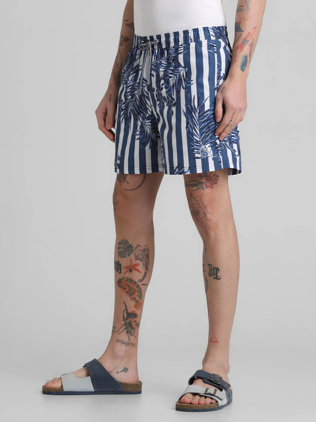 Blues Striped Print Swim Shorts - Image 2
