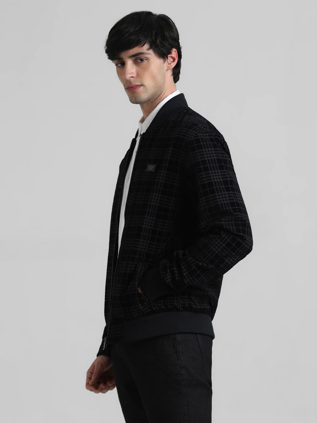 Black Printed Bomber Jacket - Image 3