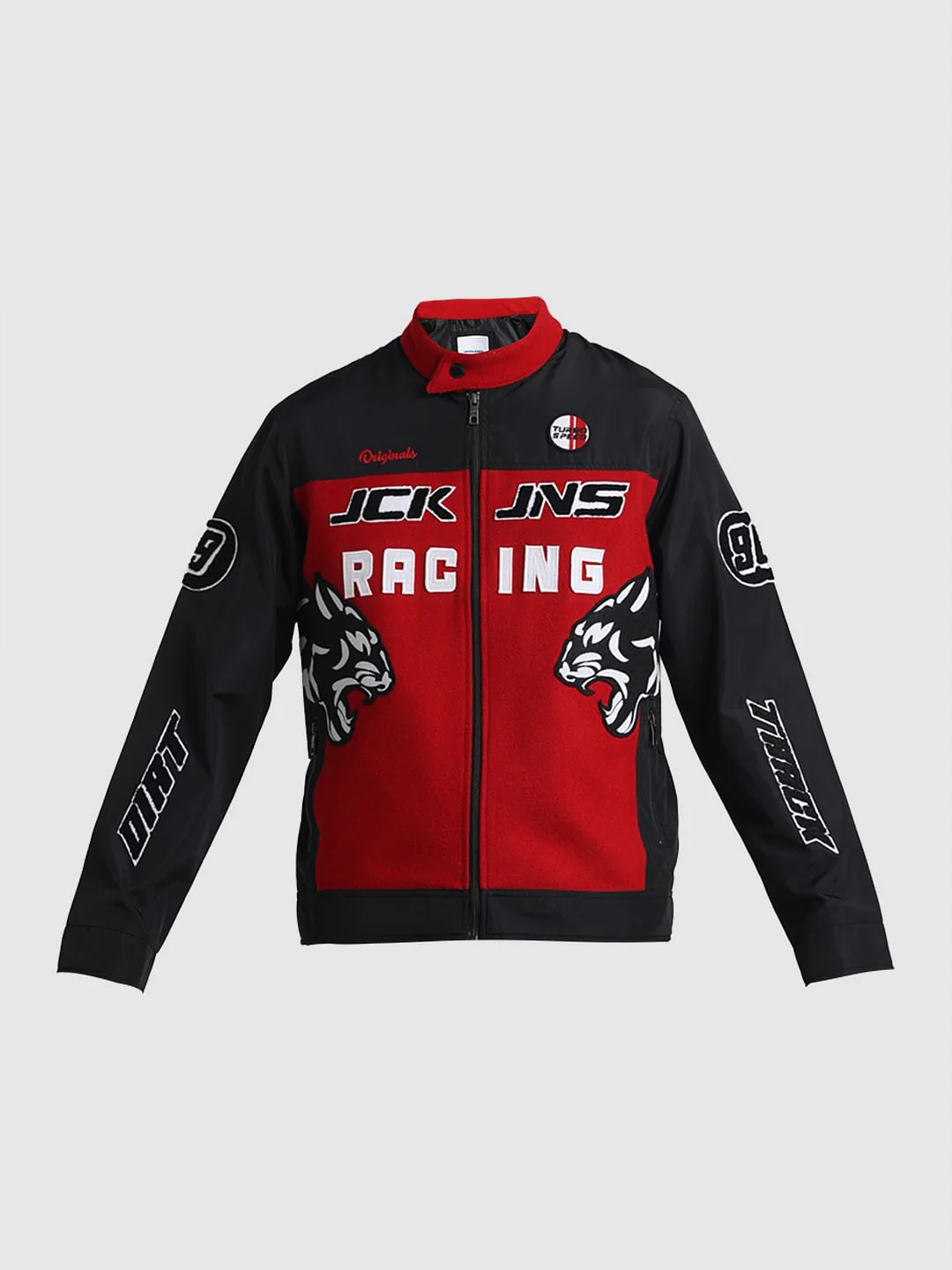 Black Applique Patchwork Racer Jacket - Image 8