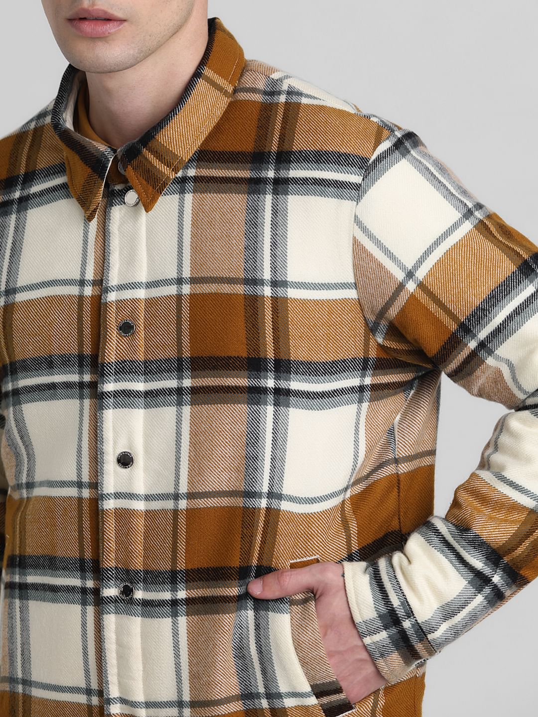 Beige Check Reversible Shacket - Image 6