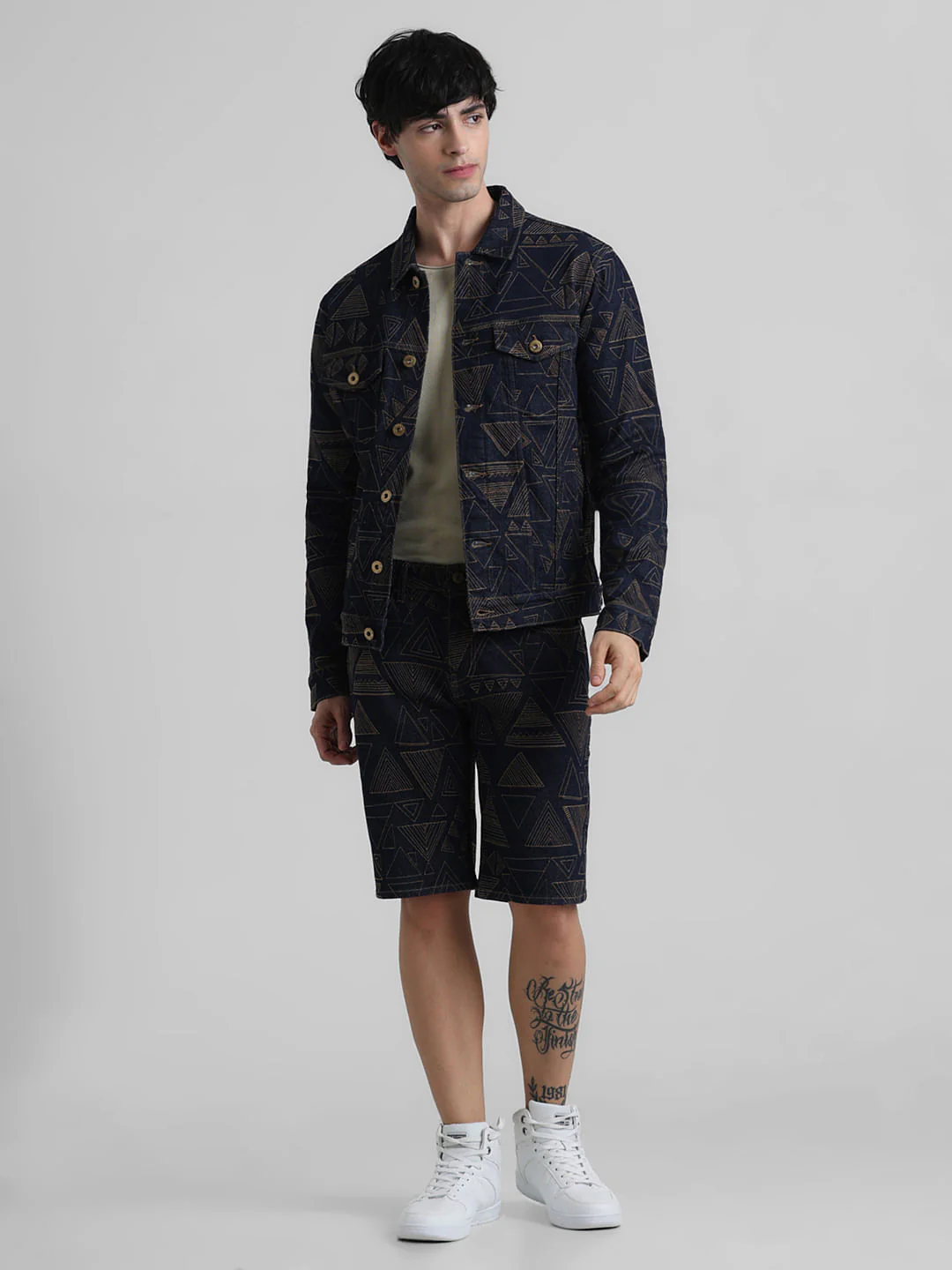 Dark Blue Embroidered Denim Jacket - Image 6