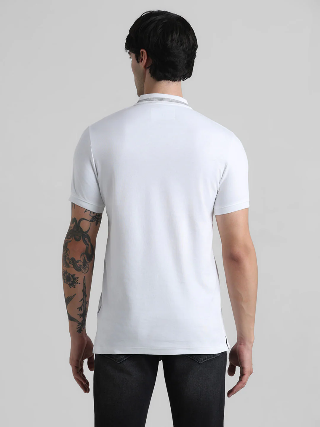 White Zip-Up Polo T-shirt - Image 4