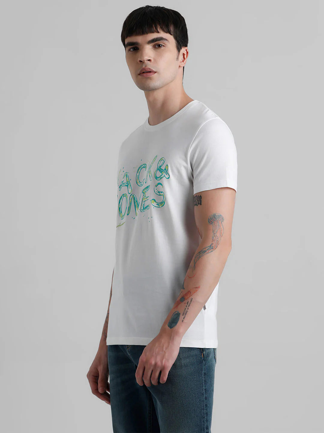 White Logo Print T-shirt - Image 3