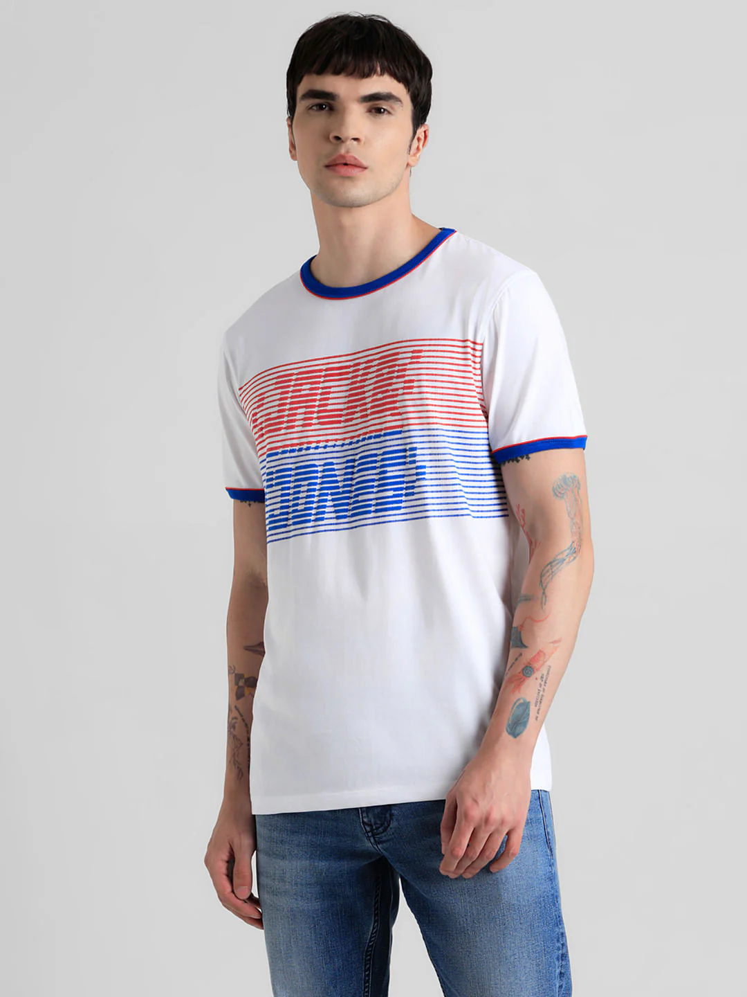 URBAN RACERS by JACK&JONES WHITE STRIPED T-SHIRT - Image 2
