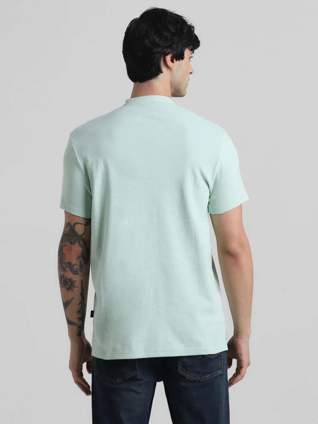 Green Cotton Henley T-shirt - Image 4