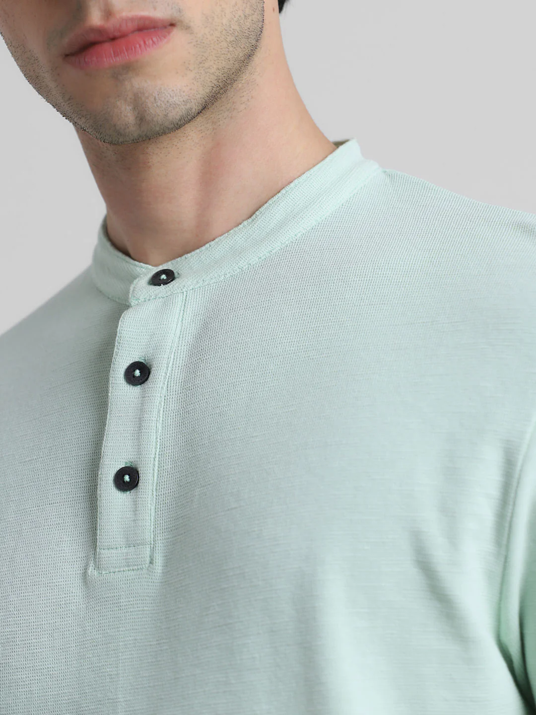 Green Cotton Henley T-shirt - Image 5
