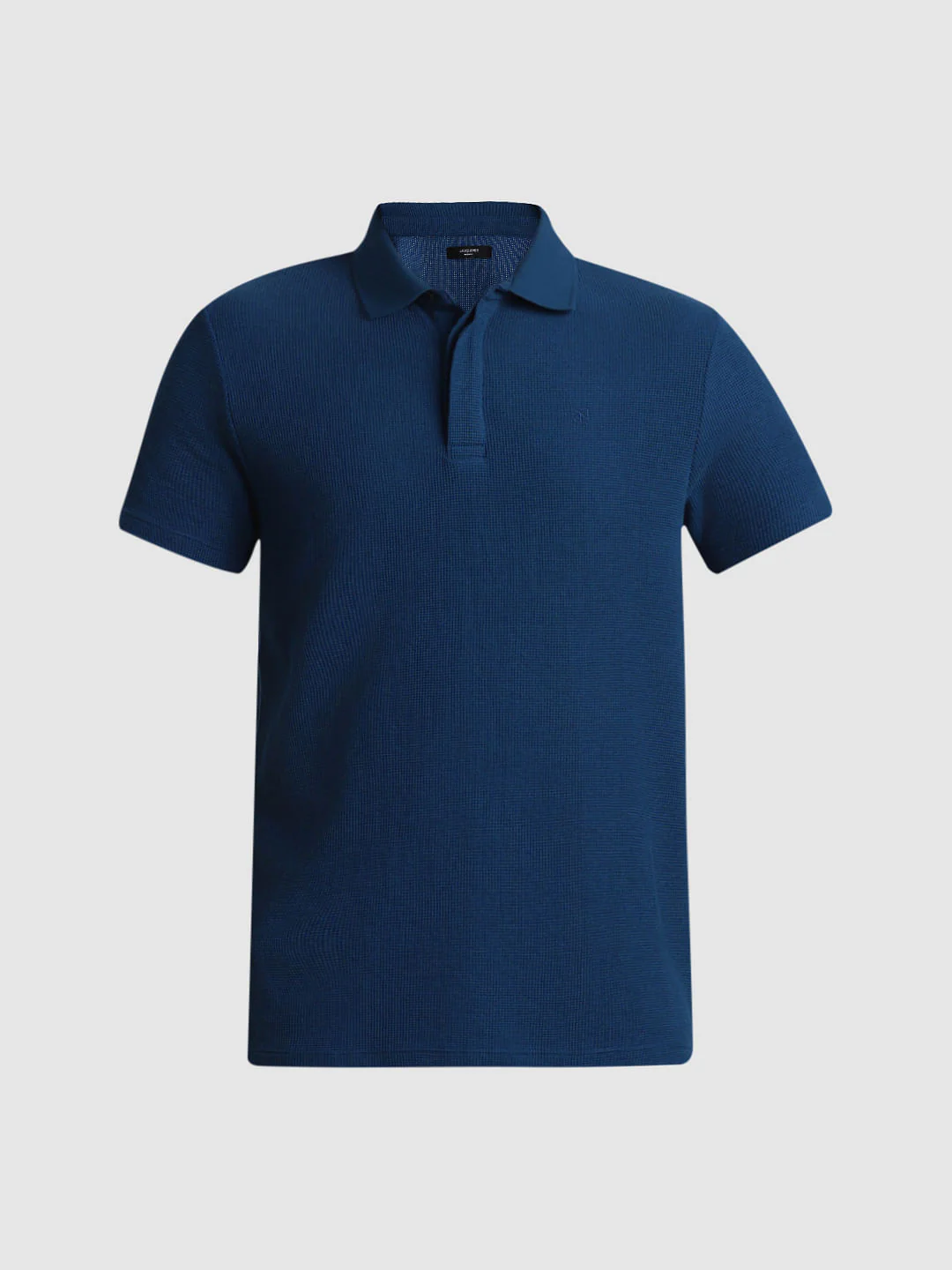 Blue Knitted Polo Neck T-shirt - Image 7