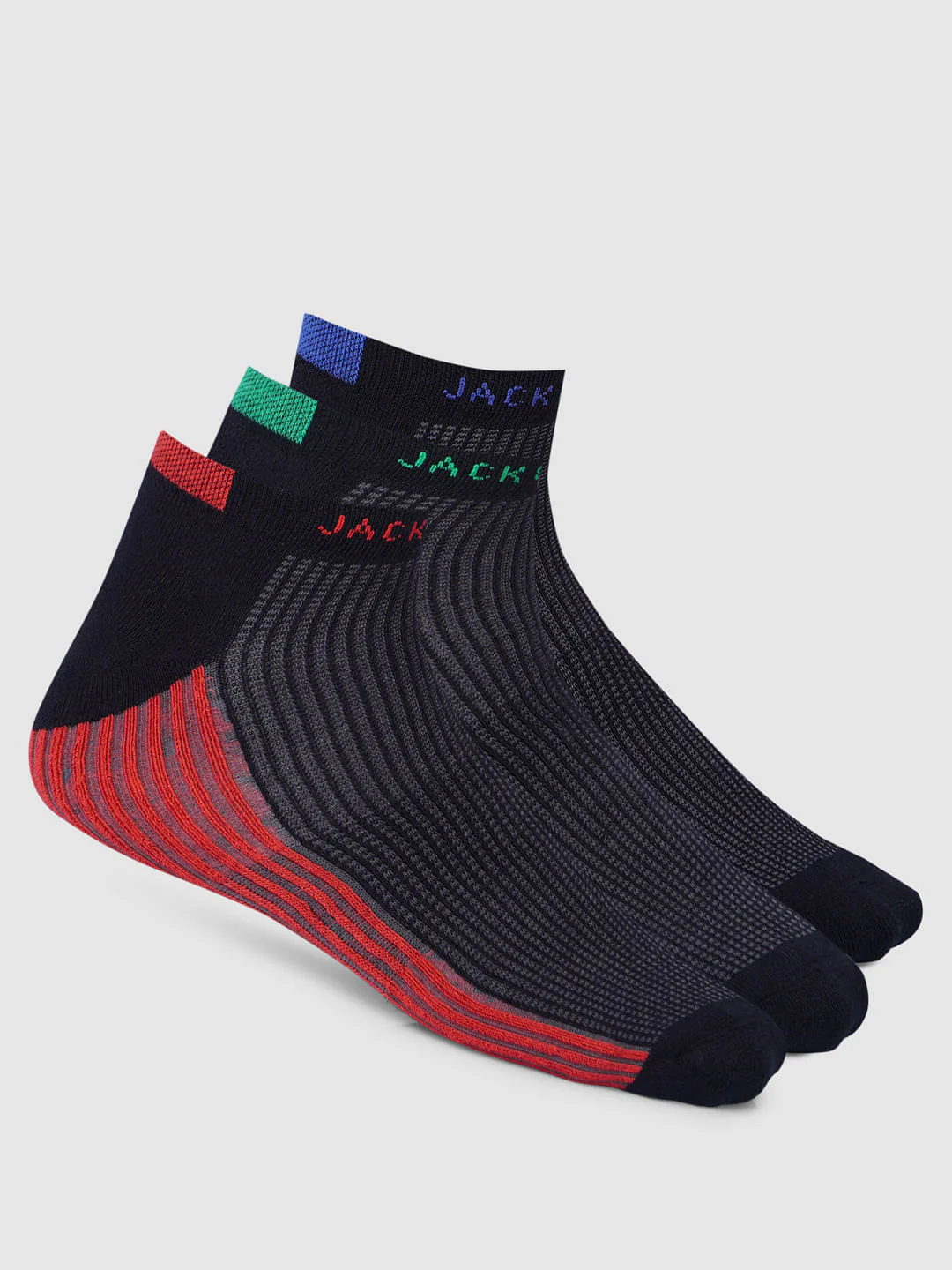 Pack Of 3 Colourblocked Terry Ankle Length Socks - Image 2