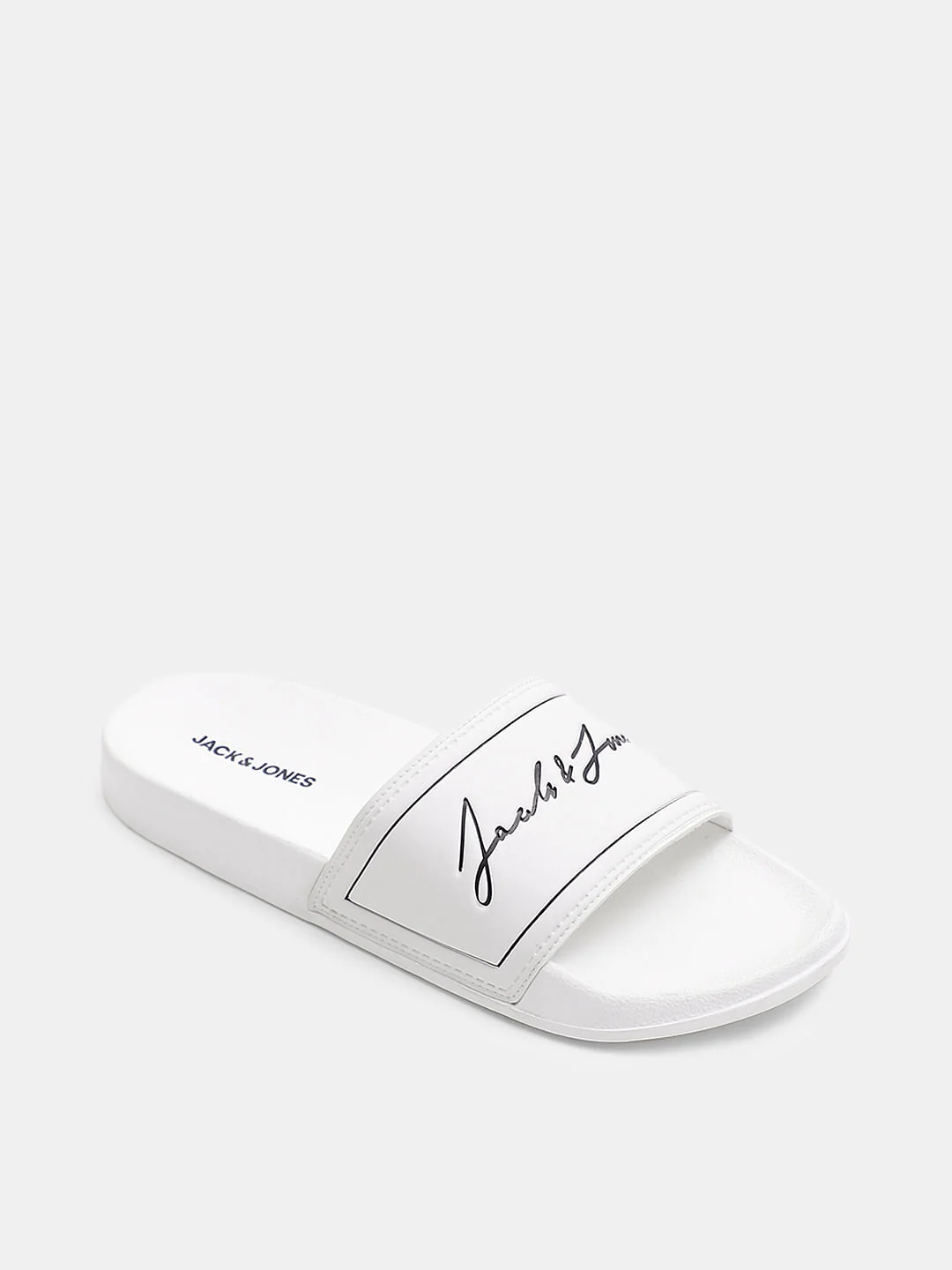 White Cursive Logo Print Sliders - Image 4