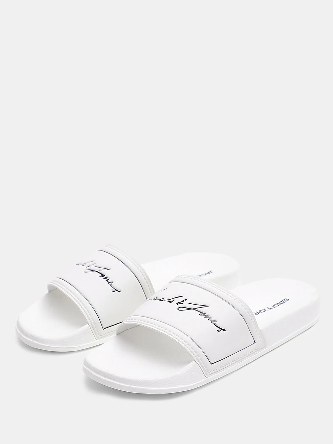 White Cursive Logo Print Sliders - Image 6