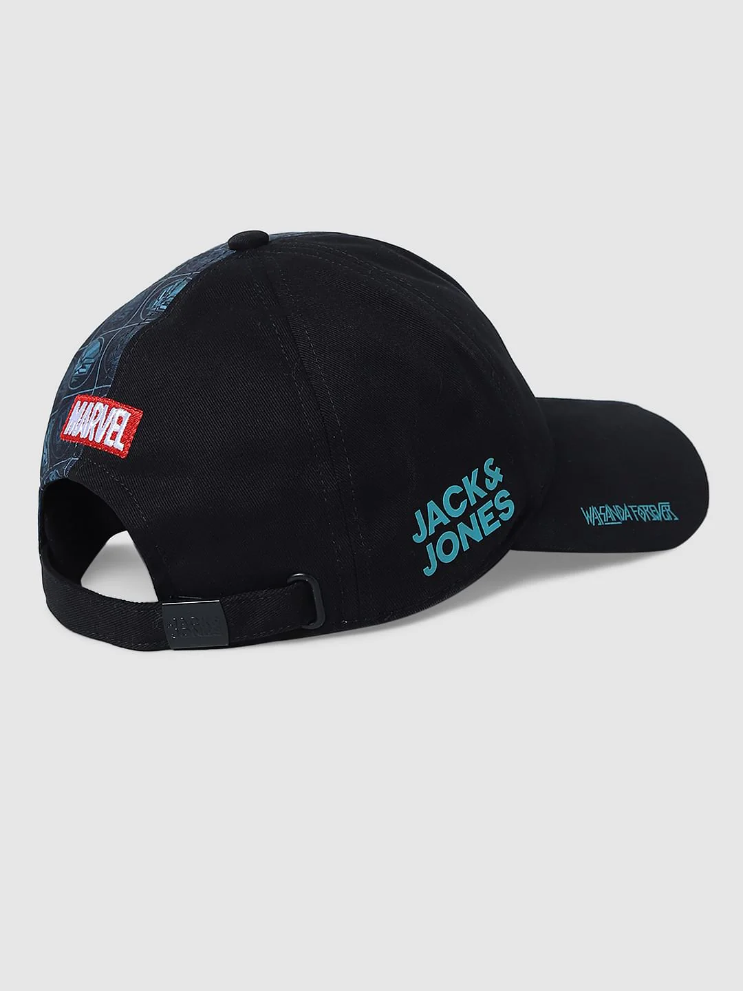 JACK&JONES X BLACK PANTHER X Black Panther Black Colourblocked Printed Cap - Image 5