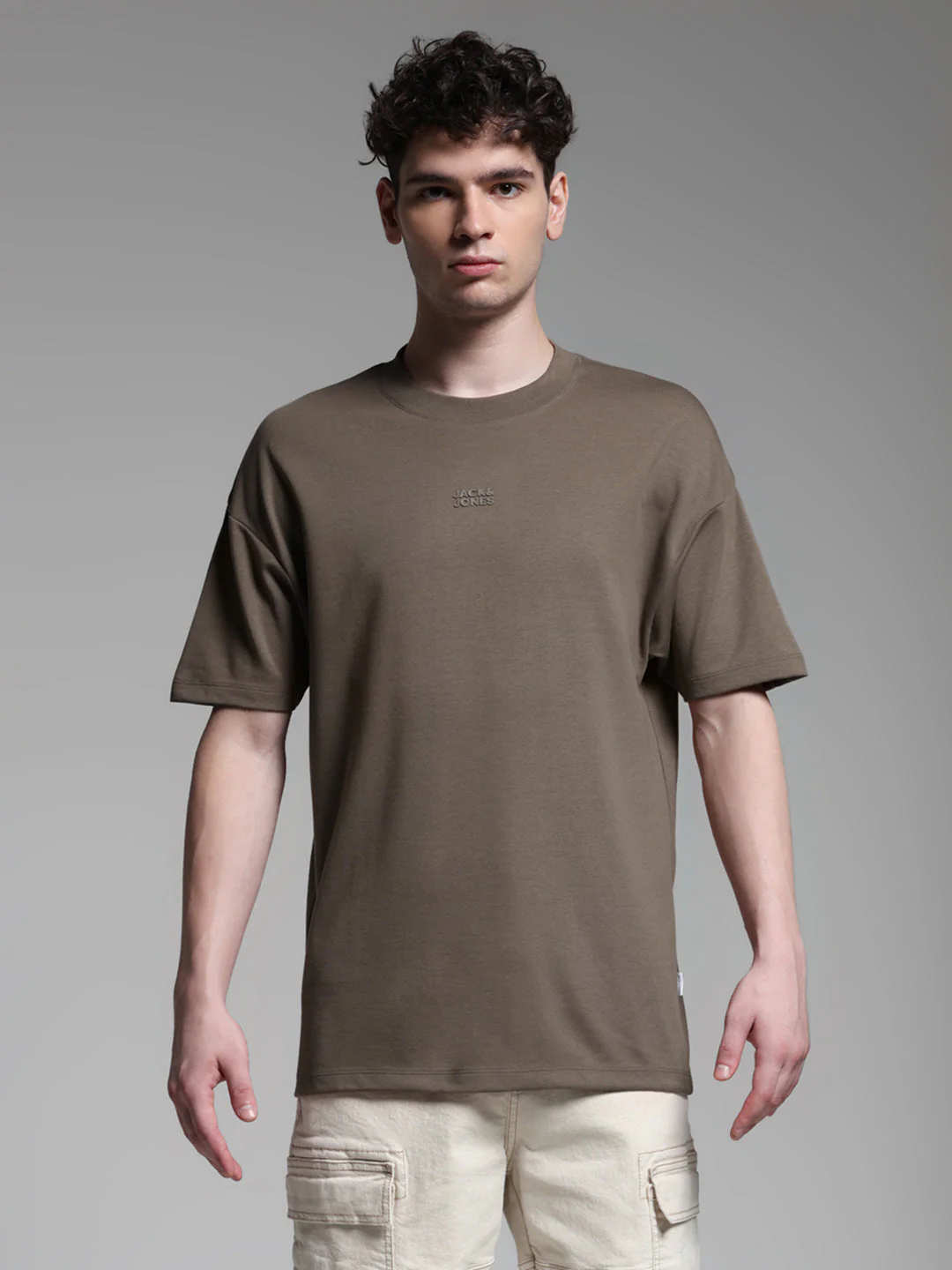 Knitted Crew Neck T-shirt - Brown - Image 8