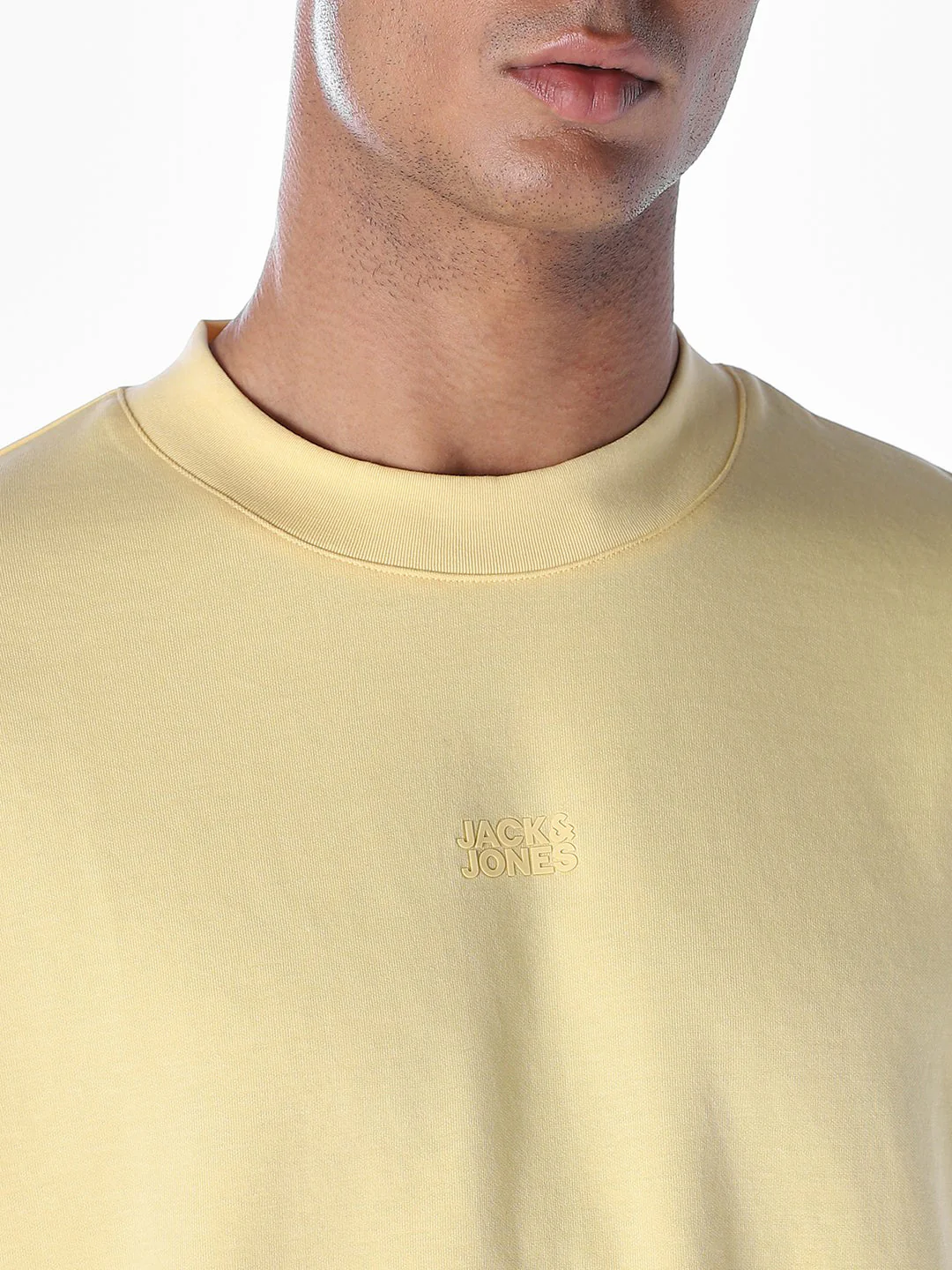 Logo Text Oversized Knit T-shirt - Yellow - Image 5