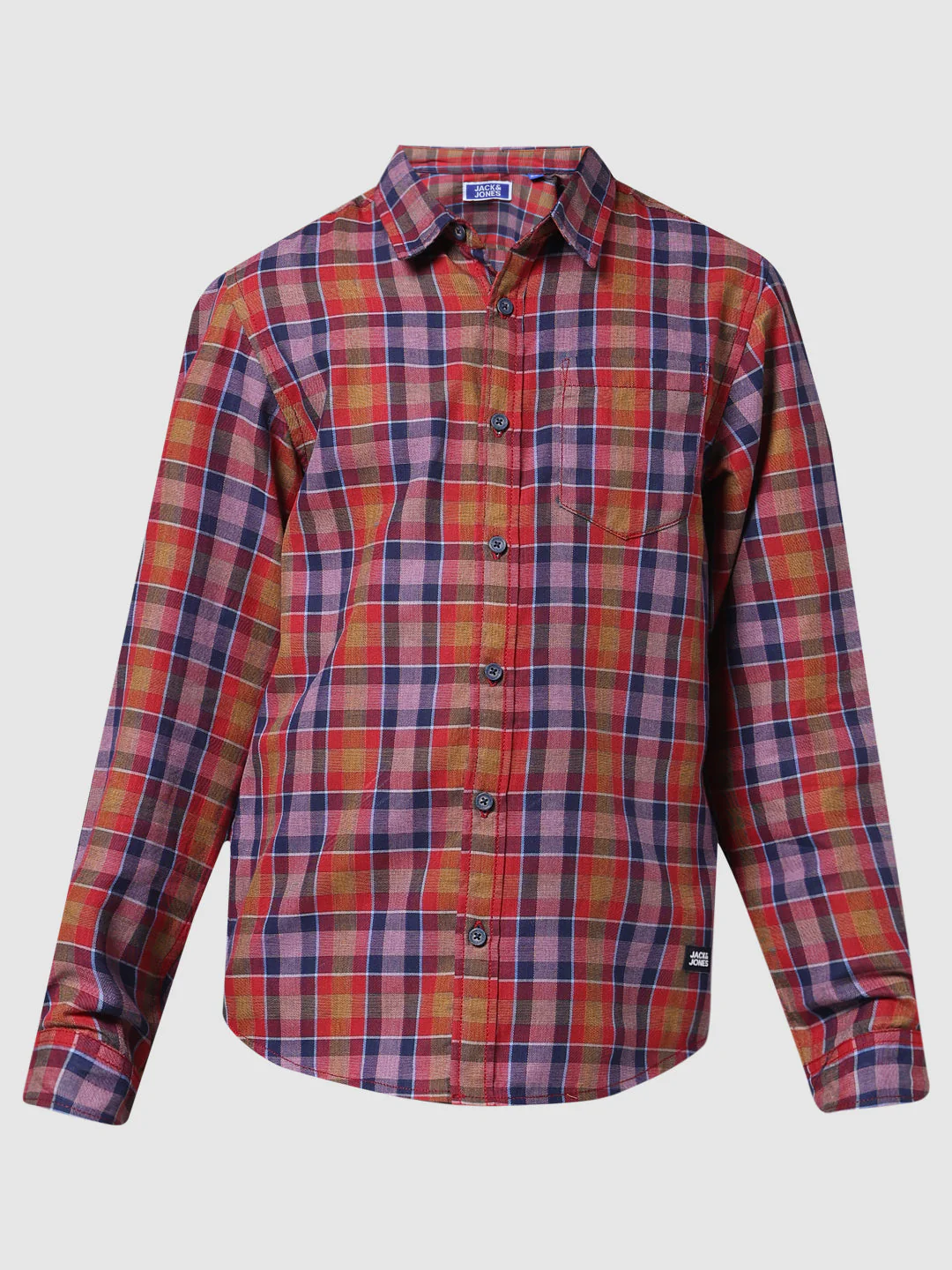Boys Red Check Cotton Shirt - Image 6
