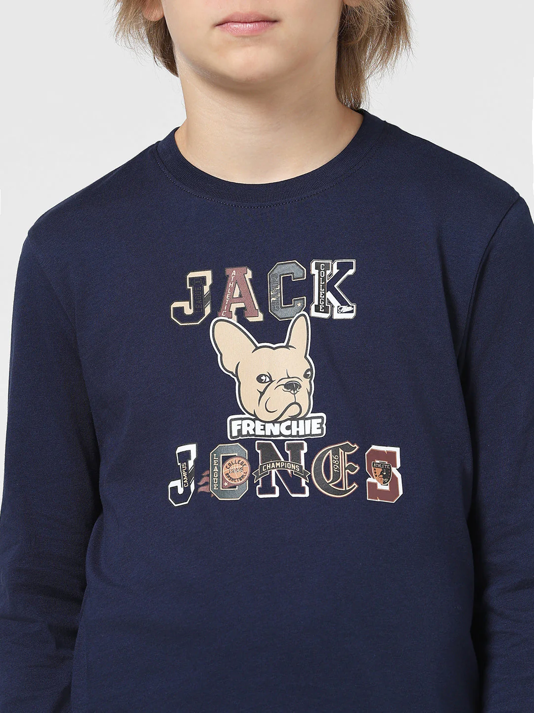 Boys Navy Printed Cotton T-shirt - Image 4