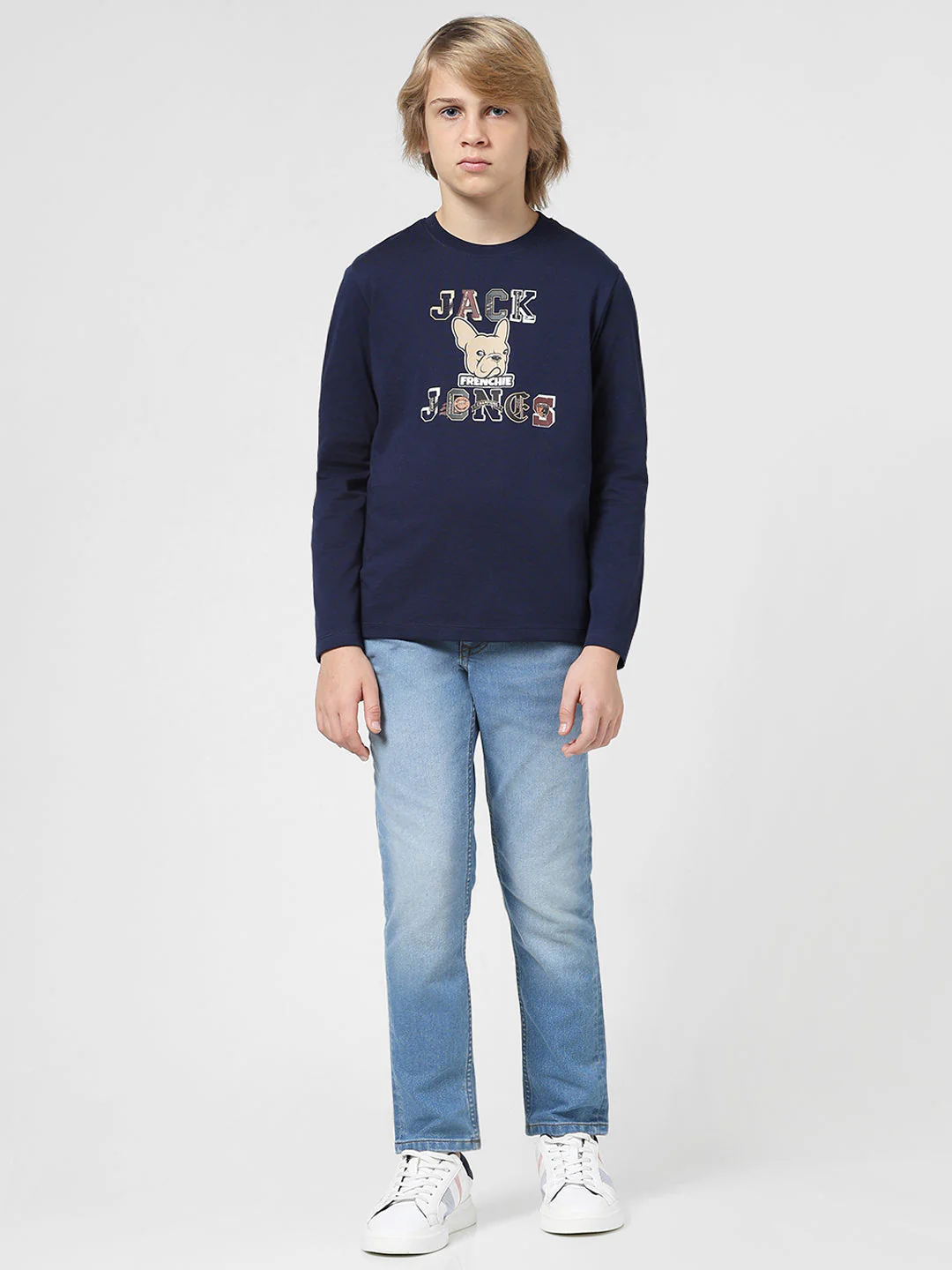 Boys Navy Printed Cotton T-shirt - Image 5