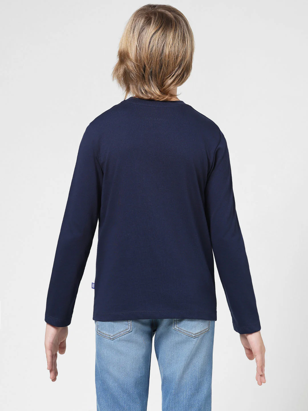 Boys Navy Printed Cotton T-shirt - Image 9