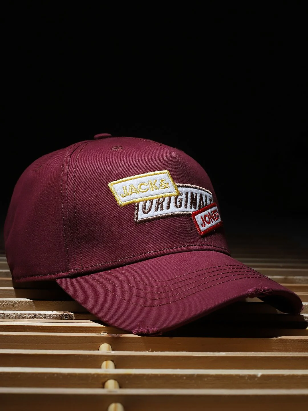 Maroon Badge Print Baseball Cap