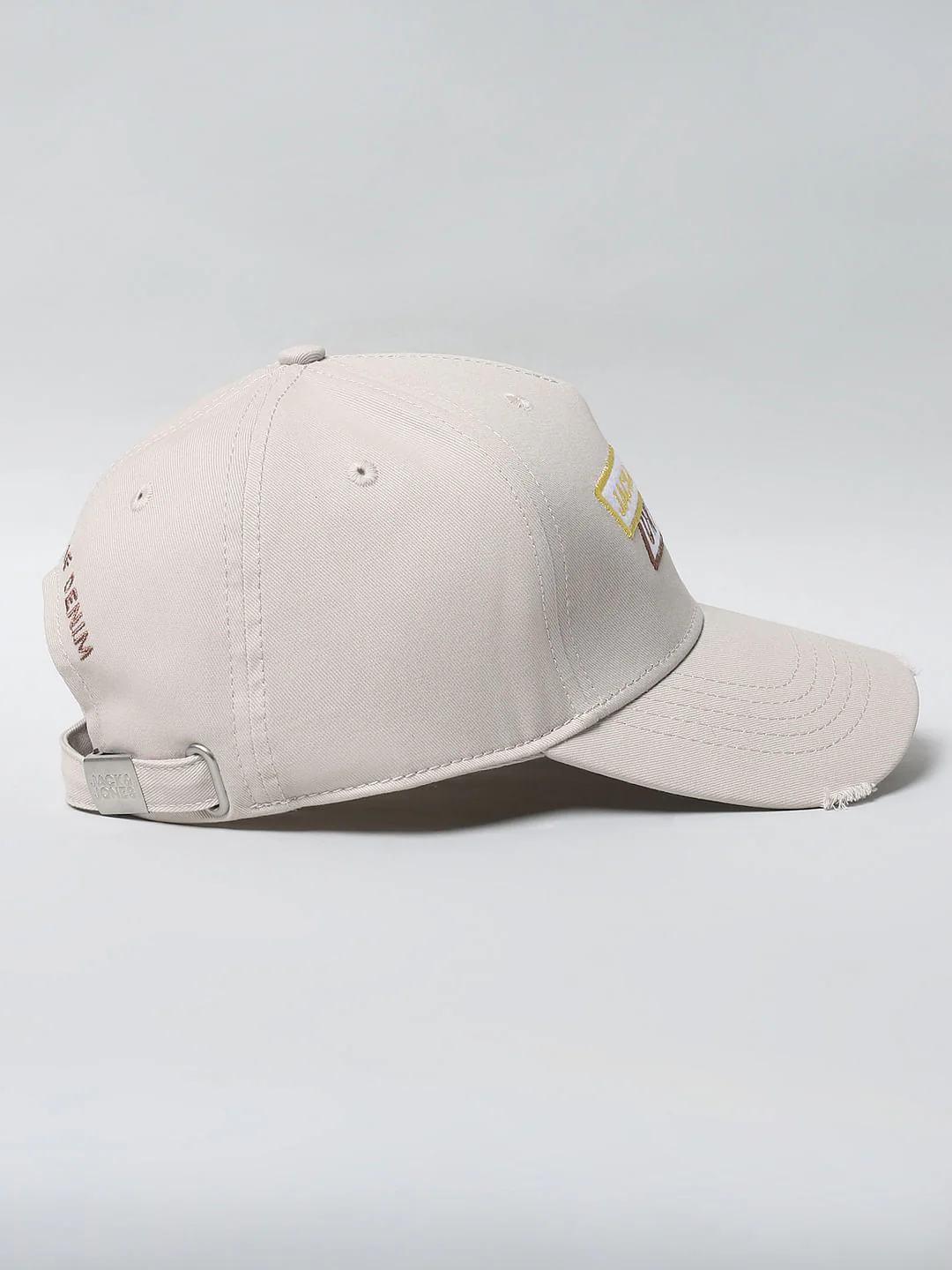 Beige Badge Print Baseball Cap - Image 3