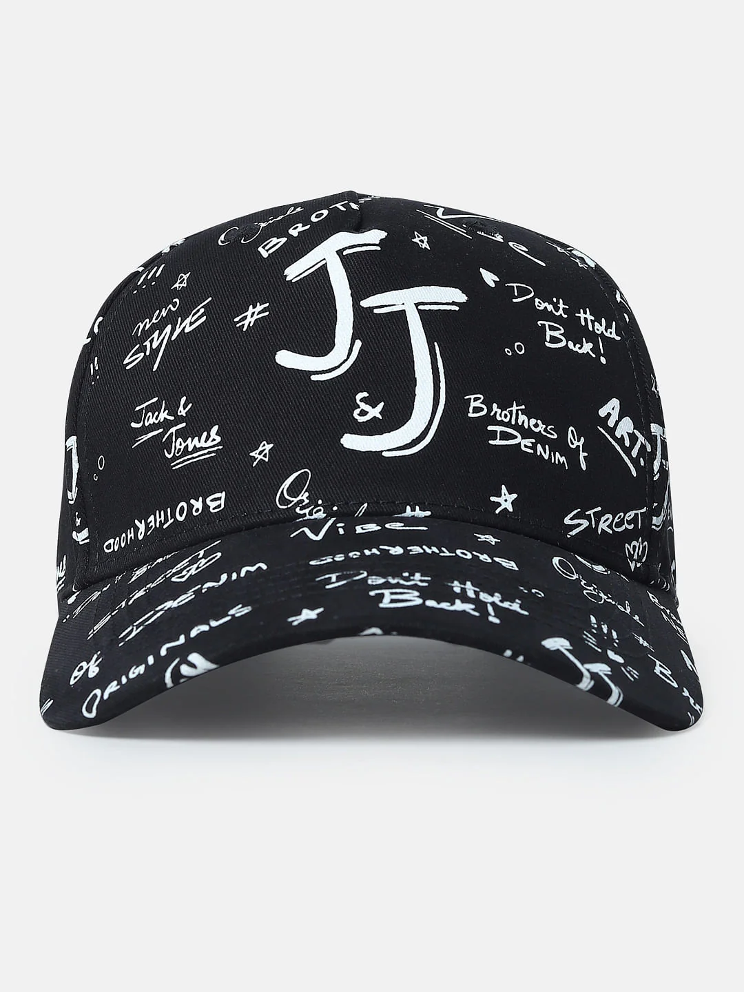 Black Doodle Print Baseball Cap - Image 2