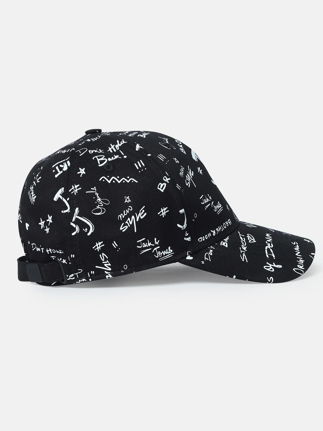 Black Doodle Print Baseball Cap - Image 4
