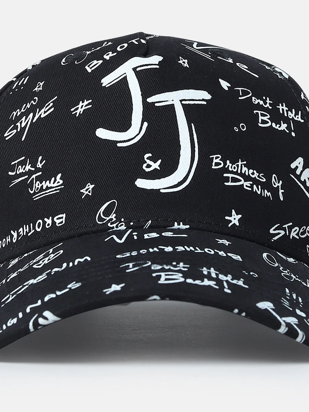 Black Doodle Print Baseball Cap - Image 6