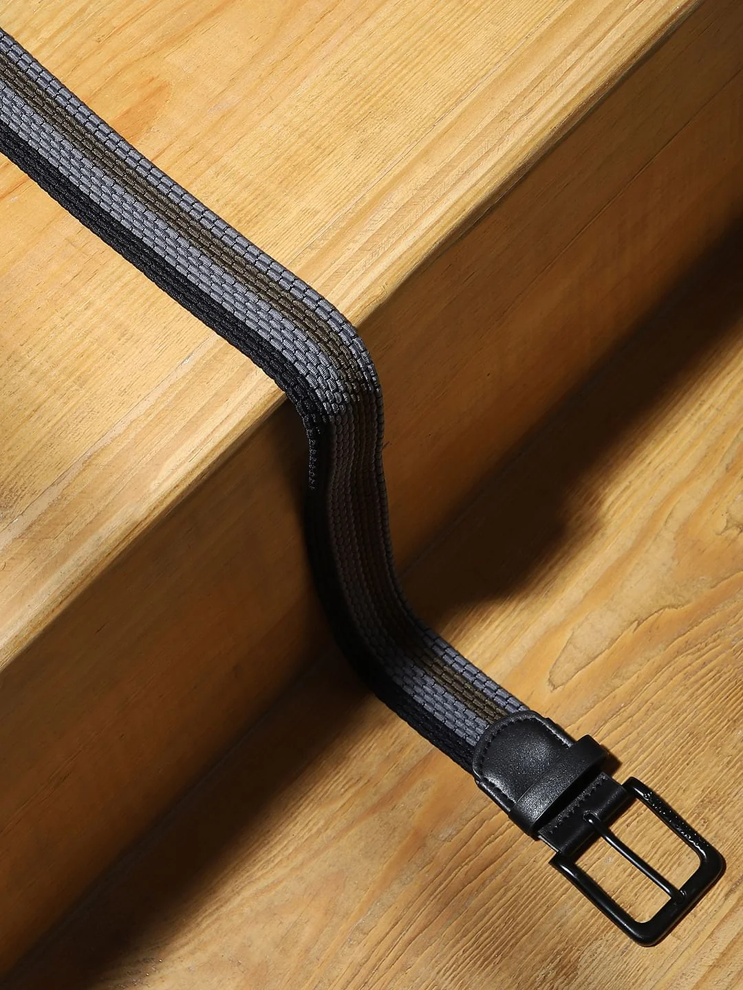 Black Tri-Colour Braided Belt
