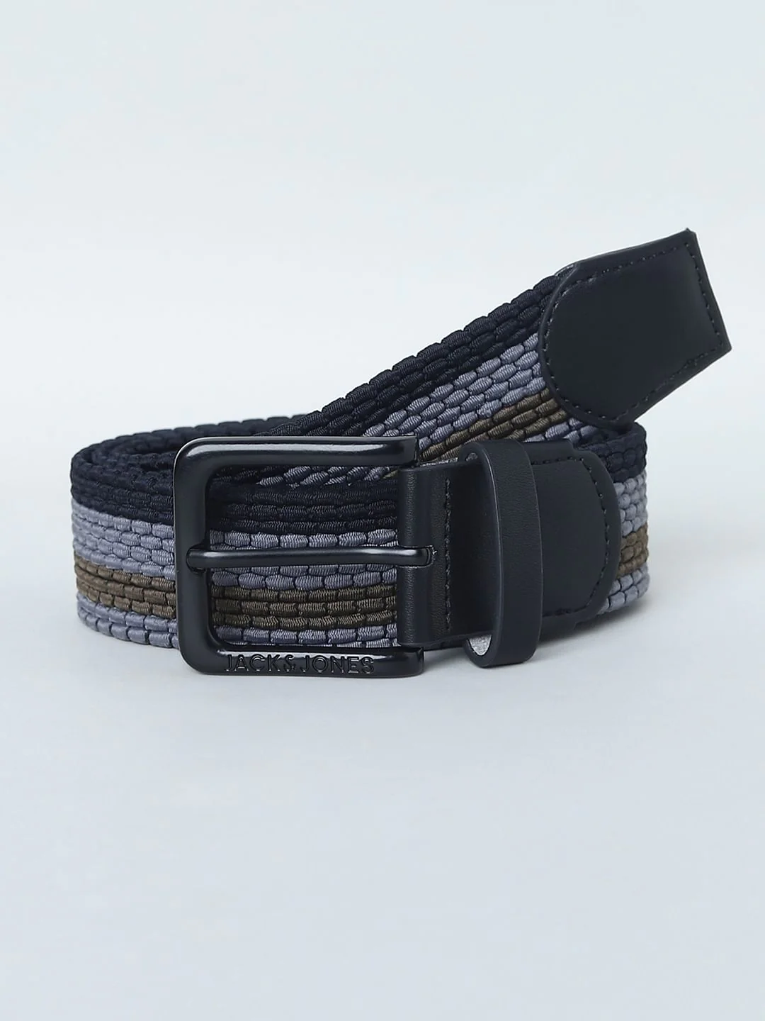 Black Tri-Colour Braided Belt - Image 2
