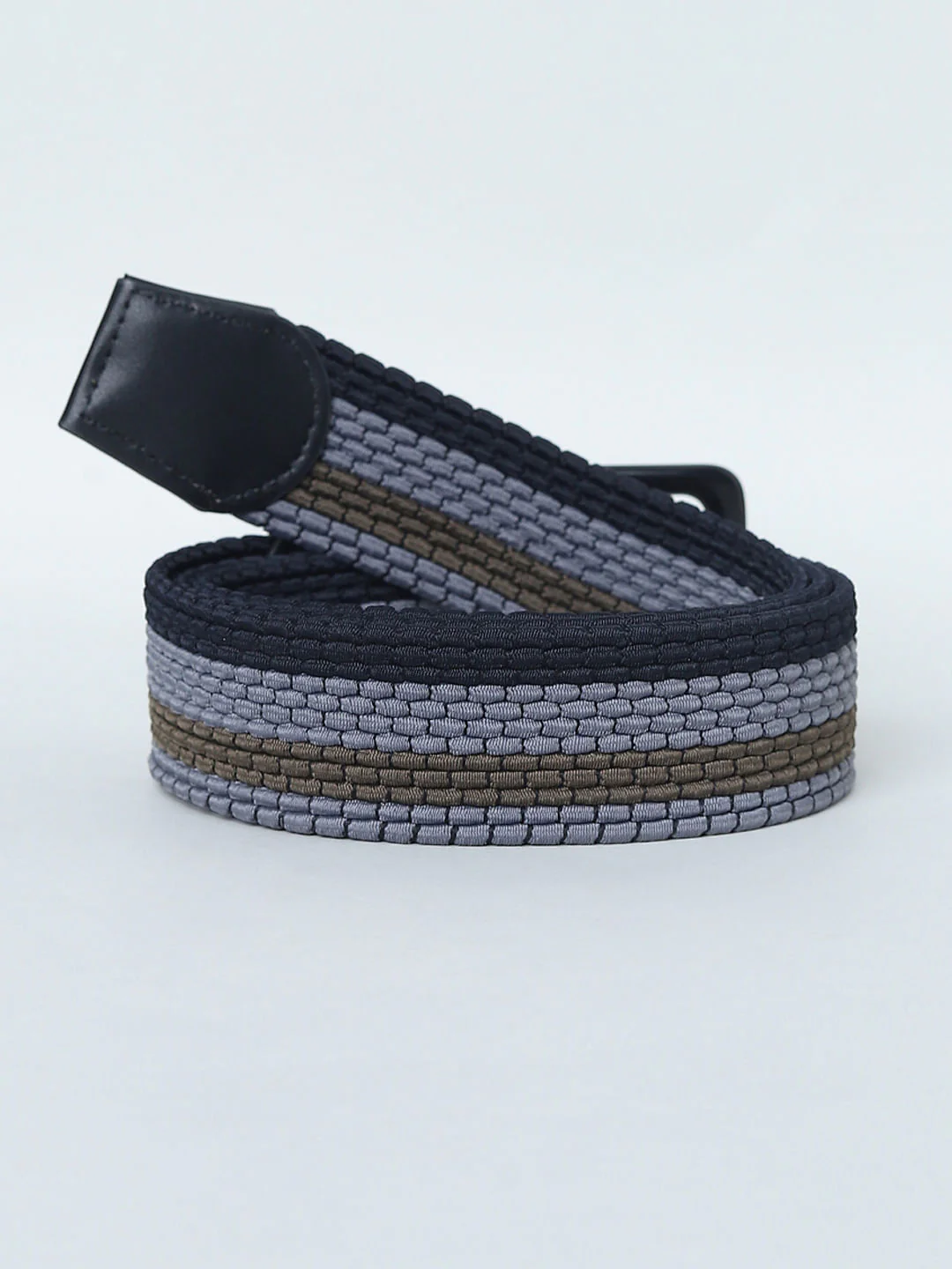 Black Tri-Colour Braided Belt - Image 3
