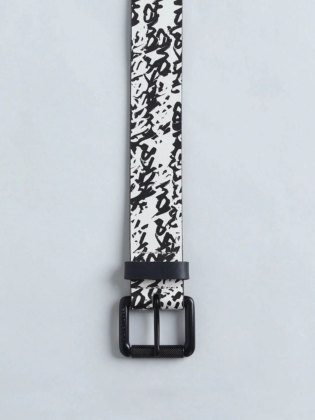 White Logo Print Leather Belt - Image 4